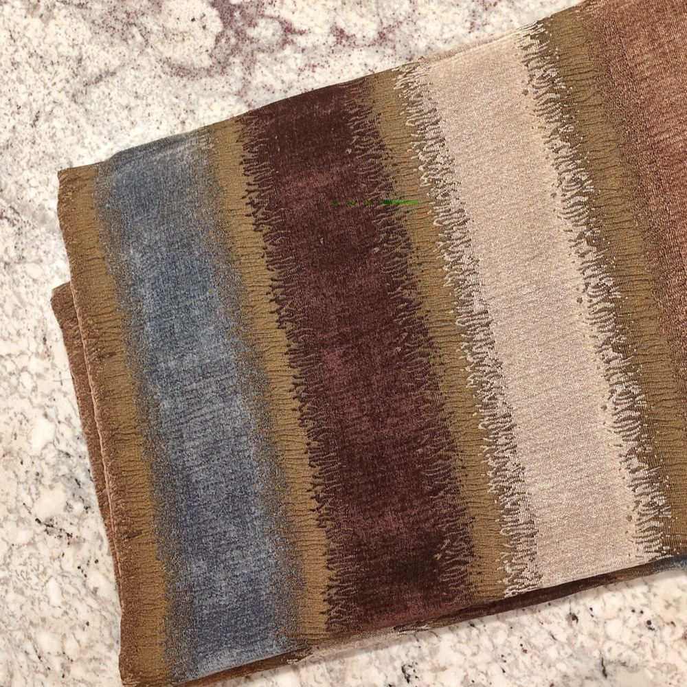 B. Smith Neutral Earth Tones Brown Beige Dusty Blue Texture Woven Shower Curtain - Picture 4 of 10